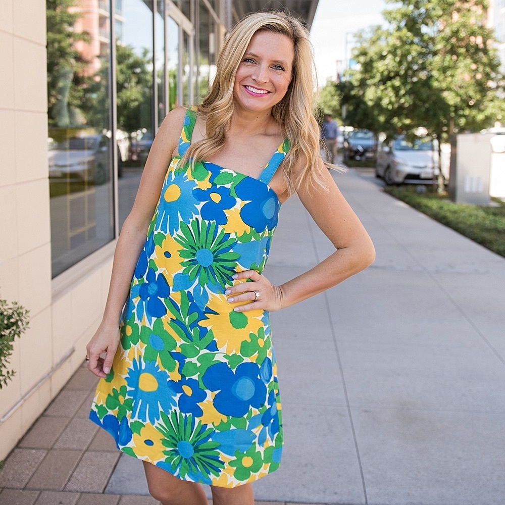 J. CREW Linen Morning Floral Shift Dress in Green Yellow Blue - 8